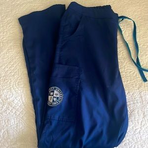 Scrubs pants navy blu west coast university logo